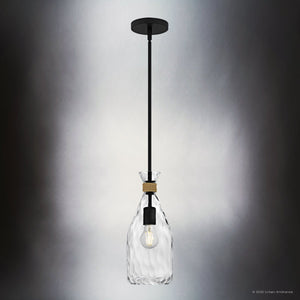 Urban Ambiance - Pendant - UQL6408 Coastal Indoor Pendant, 14.50''H x 6.00''W x 6.00''Dep, Matte Black Finish, Lacey Collection - 