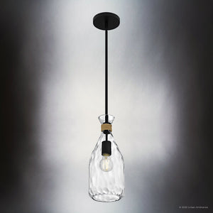 Urban Ambiance - Pendant - UQL6408 Coastal Indoor Pendant, 14.50''H x 6.00''W x 6.00''Dep, Matte Black Finish, Lacey Collection - 