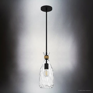Urban Ambiance - Pendant - UQL6408 Coastal Indoor Pendant, 14.50''H x 6.00''W x 6.00''Dep, Matte Black Finish, Lacey Collection - 
