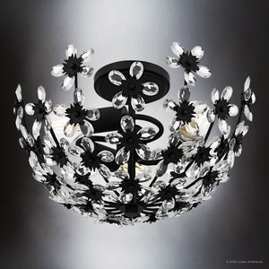 Urban Ambiance - Ceiling Light - UQL6413 Glam Indoor Ceiling Light, 9.50''H x 15.75''W x 15.75''Dep, Matte Black Finish, Lacey Collection - 