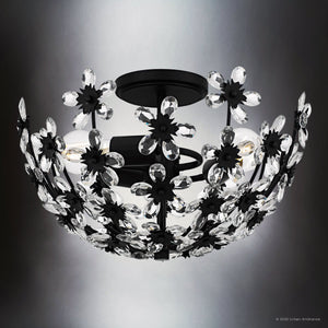 Urban Ambiance - Ceiling Light - UQL6413 Glam Indoor Ceiling Light, 9.50''H x 15.75''W x 15.75''Dep, Matte Black Finish, Lacey Collection - 