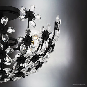 Urban Ambiance - Ceiling Light - UQL6413 Glam Indoor Ceiling Light, 9.50''H x 15.75''W x 15.75''Dep, Matte Black Finish, Lacey Collection - 