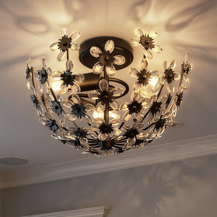 UQL6413 Glam Indoor Ceiling Light, 9.50''H x 15.75''W x 15.75''Dep, Matte Black Finish, Lacey Collection