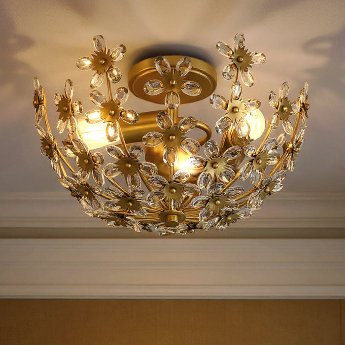 UQL6414 Glam Indoor Ceiling Light, 9.50''H x 15.75''W x 15.75''Dep, Soft Gold Finish, Lacey Collection