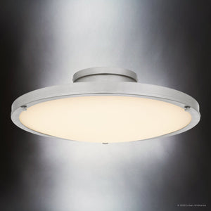 Urban Ambiance - Ceiling Light - UQL6415 Industrial Indoor Ceiling Light, 5.00''H x 15.75''W x 15.75''Dep, Brushed Nickel Finish, Lacey Collection - 