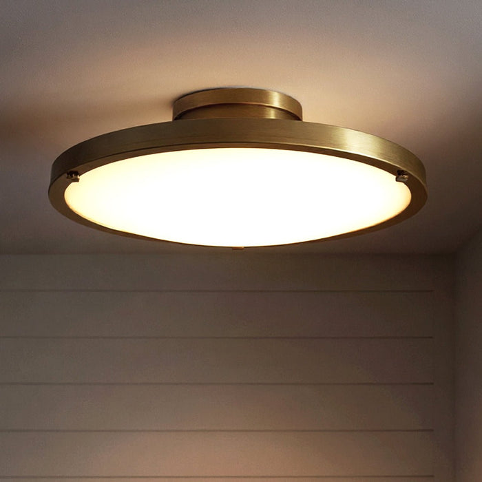UQL6416 Industrial Indoor Ceiling Light, 5.00''H x 15.75''W x 15.75''Dep, Brushed Gold Finish, Lacey Collection