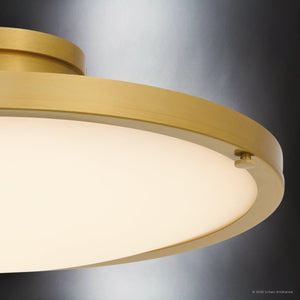 Urban Ambiance - Ceiling Light - UQL6416 Industrial Indoor Ceiling Light, 5.00''H x 15.75''W x 15.75''Dep, Brushed Gold Finish, Lacey Collection - 