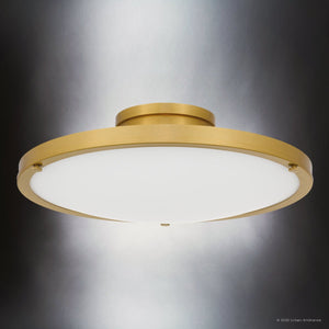 Urban Ambiance - Ceiling Light - UQL6416 Industrial Indoor Ceiling Light, 5.00''H x 15.75''W x 15.75''Dep, Brushed Gold Finish, Lacey Collection - 