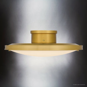 Urban Ambiance - Ceiling Light - UQL6416 Industrial Indoor Ceiling Light, 5.00''H x 15.75''W x 15.75''Dep, Brushed Gold Finish, Lacey Collection - 