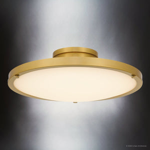 Urban Ambiance - Ceiling Light - UQL6416 Industrial Indoor Ceiling Light, 5.00''H x 15.75''W x 15.75''Dep, Brushed Gold Finish, Lacey Collection - 