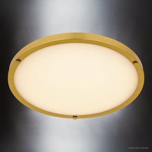 Urban Ambiance - Ceiling Light - UQL6416 Industrial Indoor Ceiling Light, 5.00''H x 15.75''W x 15.75''Dep, Brushed Gold Finish, Lacey Collection - 