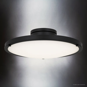 Urban Ambiance - Ceiling Light - UQL6417 Industrial Indoor Ceiling Light, 5.00''H x 15.75''W x 15.75''Dep, Matte Black Finish, Lacey Collection - 