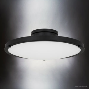 Urban Ambiance - Ceiling Light - UQL6417 Industrial Indoor Ceiling Light, 5.00''H x 15.75''W x 15.75''Dep, Matte Black Finish, Lacey Collection - 