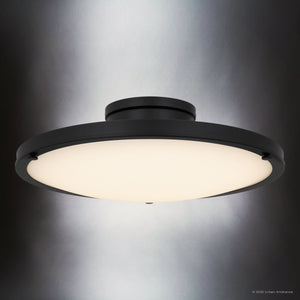 Urban Ambiance - Ceiling Light - UQL6417 Industrial Indoor Ceiling Light, 5.00''H x 15.75''W x 15.75''Dep, Matte Black Finish, Lacey Collection - 