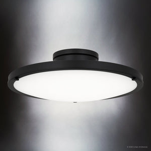 Urban Ambiance - Ceiling Light - UQL6417 Industrial Indoor Ceiling Light, 5.00''H x 15.75''W x 15.75''Dep, Matte Black Finish, Lacey Collection - 