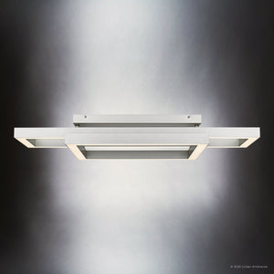 Urban Ambiance - Ceiling Light - UQL6419 Transitional Indoor Ceiling Light, 5.75''H x 36.00''W x 20.00''Dep, Painted Brushed Nickel Finish, Lacey Collection - 