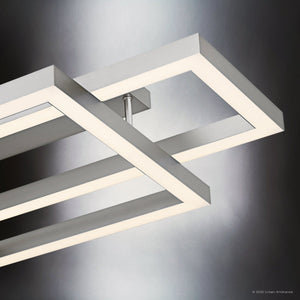 Urban Ambiance - Ceiling Light - UQL6419 Transitional Indoor Ceiling Light, 5.75''H x 36.00''W x 20.00''Dep, Painted Brushed Nickel Finish, Lacey Collection - 