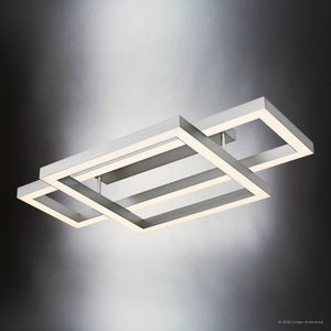Urban Ambiance - Ceiling Light - UQL6419 Transitional Indoor Ceiling Light, 5.75''H x 36.00''W x 20.00''Dep, Painted Brushed Nickel Finish, Lacey Collection - 