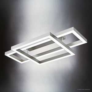 Urban Ambiance - Ceiling Light - UQL6419 Transitional Indoor Ceiling Light, 5.75''H x 36.00''W x 20.00''Dep, Painted Brushed Nickel Finish, Lacey Collection - 