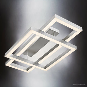 Urban Ambiance - Ceiling Light - UQL6419 Transitional Indoor Ceiling Light, 5.75''H x 36.00''W x 20.00''Dep, Painted Brushed Nickel Finish, Lacey Collection - 