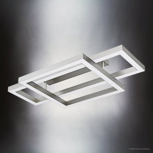 Urban Ambiance - Ceiling Light - UQL6419 Transitional Indoor Ceiling Light, 5.75''H x 36.00''W x 20.00''Dep, Painted Brushed Nickel Finish, Lacey Collection - 