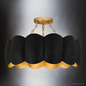 Urban Ambiance - Ceiling Light - UQL6421 Cosmopolitan Indoor Ceiling Light, 12.00''H x 19.25''W x 19.25''Dep, Matte Black Finish, Lacey Collection - 