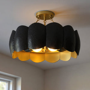 Urban Ambiance - Ceiling Light - UQL6421 Cosmopolitan Indoor Ceiling Light, 12.00''H x 19.25''W x 19.25''Dep, Matte Black Finish, Lacey Collection - 