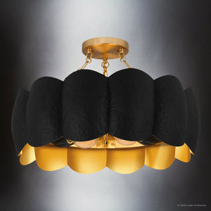 Urban Ambiance - Ceiling Light - UQL6421 Cosmopolitan Indoor Ceiling Light, 12.00''H x 19.25''W x 19.25''Dep, Matte Black Finish, Lacey Collection - 