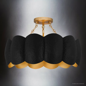 Urban Ambiance - Ceiling Light - UQL6421 Cosmopolitan Indoor Ceiling Light, 12.00''H x 19.25''W x 19.25''Dep, Matte Black Finish, Lacey Collection - 