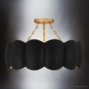 Urban Ambiance - Ceiling Light - UQL6421 Cosmopolitan Indoor Ceiling Light, 12.00''H x 19.25''W x 19.25''Dep, Matte Black Finish, Lacey Collection - 