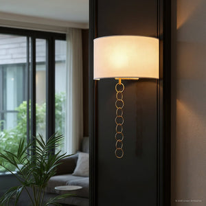 Urban Ambiance - Wall Sconce - UQL6424 Traditional Indoor Wall Sconce, 22.75''H x 13.00''W x 6.00''Dep, Brushed Gold Finish, Lacey Collection - 