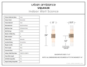Urban Ambiance - Wall Sconce - UQL6426 Minimalist Indoor Wall Sconce, 24.00''H x 5.00''W x 5.50''Dep, Bronze Gold Finish, Lacey Collection - 