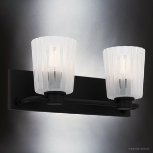 Urban Ambiance - Bath Light - UQL6442 Transitional Indoor Bath Light, 7.25''H x 16.00''W x 6.75''Dep, Matte Black Finish, Wylie Collection - 