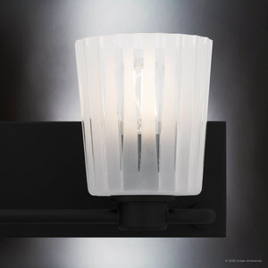 Urban Ambiance - Bath Light - UQL6442 Transitional Indoor Bath Light, 7.25''H x 16.00''W x 6.75''Dep, Matte Black Finish, Wylie Collection - 