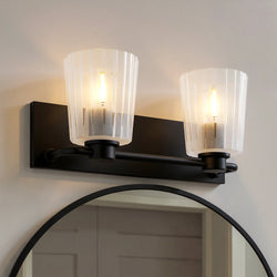 Urban Ambiance - Bath Light - UQL6442 Transitional Indoor Bath Light, 7.25''H x 16.00''W x 6.75''Dep, Matte Black Finish, Wylie Collection - 