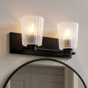 Urban Ambiance - Bath Light - UQL6442 Transitional Indoor Bath Light, 7.25''H x 16.00''W x 6.75''Dep, Matte Black Finish, Wylie Collection - 