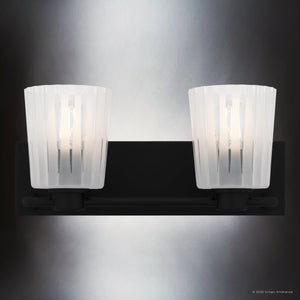 Urban Ambiance - Bath Light - UQL6442 Transitional Indoor Bath Light, 7.25''H x 16.00''W x 6.75''Dep, Matte Black Finish, Wylie Collection - 