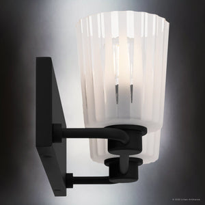 Urban Ambiance - Bath Light - UQL6442 Transitional Indoor Bath Light, 7.25''H x 16.00''W x 6.75''Dep, Matte Black Finish, Wylie Collection - 