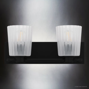 Urban Ambiance - Bath Light - UQL6442 Transitional Indoor Bath Light, 7.25''H x 16.00''W x 6.75''Dep, Matte Black Finish, Wylie Collection - 