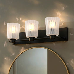 Urban Ambiance - Bath Light - UQL6443 Transitional Indoor Bath Light, 7.25''H x 24.00''W x 6.75''Dep, Matte Black Finish, Wylie Collection - 