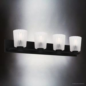 Urban Ambiance - Bath Light - UQL6444 Transitional Indoor Bath Light, 7.25''H x 32.00''W x 6.75''Dep, Matte Black Finish, Wylie Collection - 