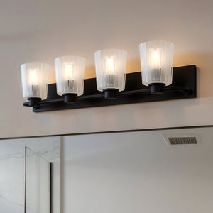 Urban Ambiance - Bath Light - UQL6444 Transitional Indoor Bath Light, 7.25''H x 32.00''W x 6.75''Dep, Matte Black Finish, Wylie Collection - 