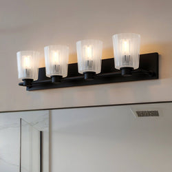Urban Ambiance - Bath Light - UQL6444 Transitional Indoor Bath Light, 7.25''H x 32.00''W x 6.75''Dep, Matte Black Finish, Wylie Collection - 