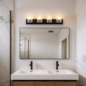 Urban Ambiance - Bath Light - UQL6444 Transitional Indoor Bath Light, 7.25''H x 32.00''W x 6.75''Dep, Matte Black Finish, Wylie Collection - 