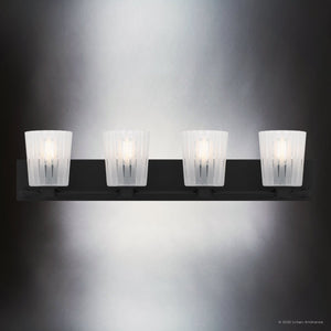 Urban Ambiance - Bath Light - UQL6444 Transitional Indoor Bath Light, 7.25''H x 32.00''W x 6.75''Dep, Matte Black Finish, Wylie Collection - 