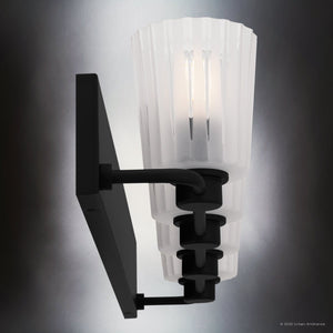 Urban Ambiance - Bath Light - UQL6444 Transitional Indoor Bath Light, 7.25''H x 32.00''W x 6.75''Dep, Matte Black Finish, Wylie Collection - 