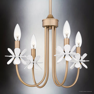 Urban Ambiance - Chandelier - UQL6461 Glam Indoor Chandelier, 12.75''H x 16.00''W x 16.00''Dep, Bronze Gold Finish, Lombard Collection - 