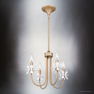 Urban Ambiance - Chandelier - UQL6461 Glam Indoor Chandelier, 12.75''H x 16.00''W x 16.00''Dep, Bronze Gold Finish, Lombard Collection - 