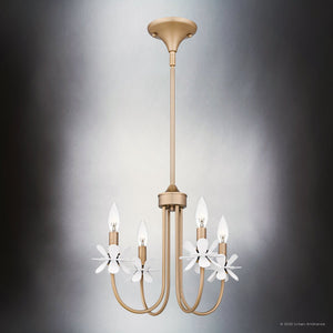 Urban Ambiance - Chandelier - UQL6461 Glam Indoor Chandelier, 12.75''H x 16.00''W x 16.00''Dep, Bronze Gold Finish, Lombard Collection - 