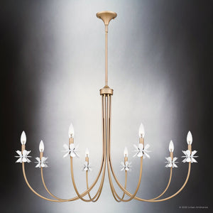 Urban Ambiance - Chandelier - UQL6463 Glam Indoor Chandelier, 27.50''H x 42.00''W x 42.00''Dep, Bronze Gold Finish, Lombard Collection - 